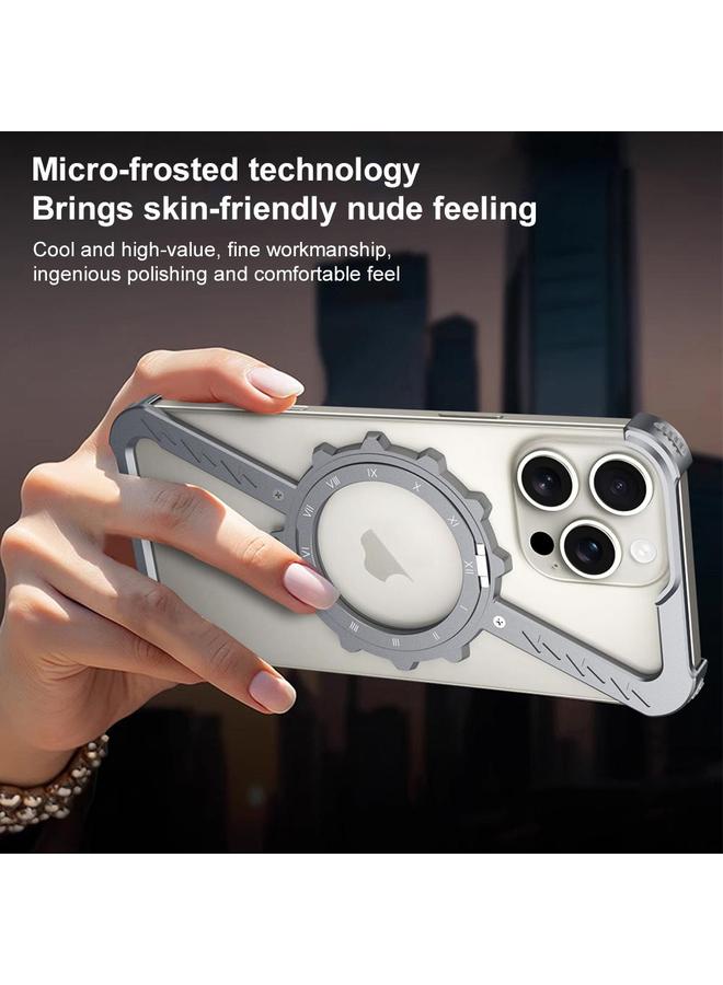 S-TOP Case For iPhone 13 Pro Max Z-shaped Frameless Metal 360 Holder MagSafe Phone Case - Image 3