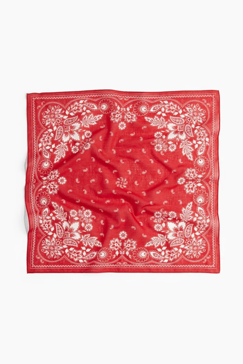 اتش اند ام Patterned cotton scarf