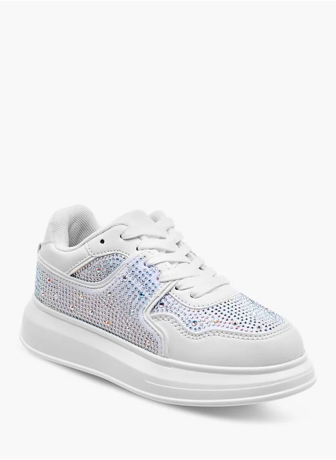 Celeste Girls' Embellished Sneakers with Hook and Loop Closure