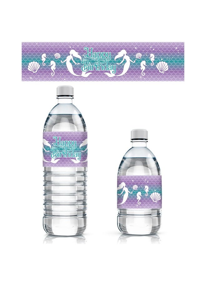 DISTINCTIVS - Mermaid Birthday Water Bottle Labels 24 Stickers - Image 1