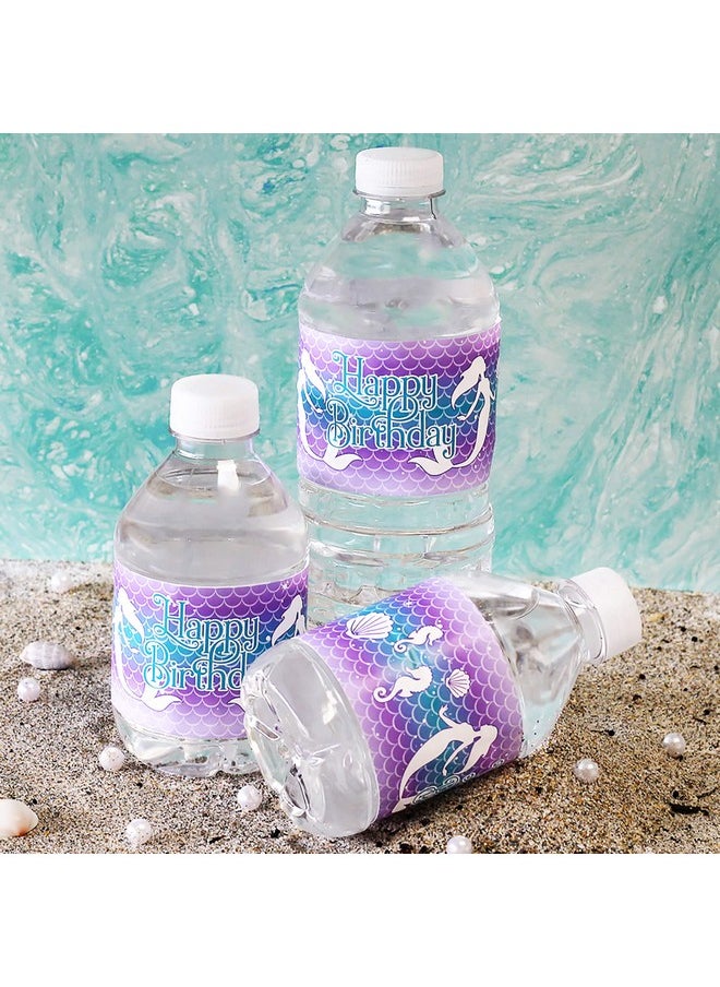 DISTINCTIVS - Mermaid Birthday Water Bottle Labels 24 Stickers - Image 1