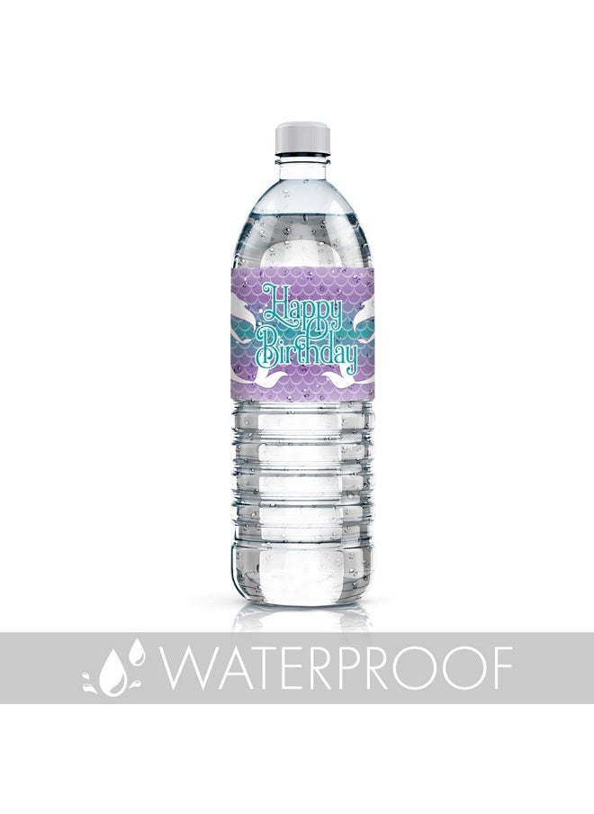 DISTINCTIVS - Mermaid Birthday Water Bottle Labels 24 Stickers - Image 1