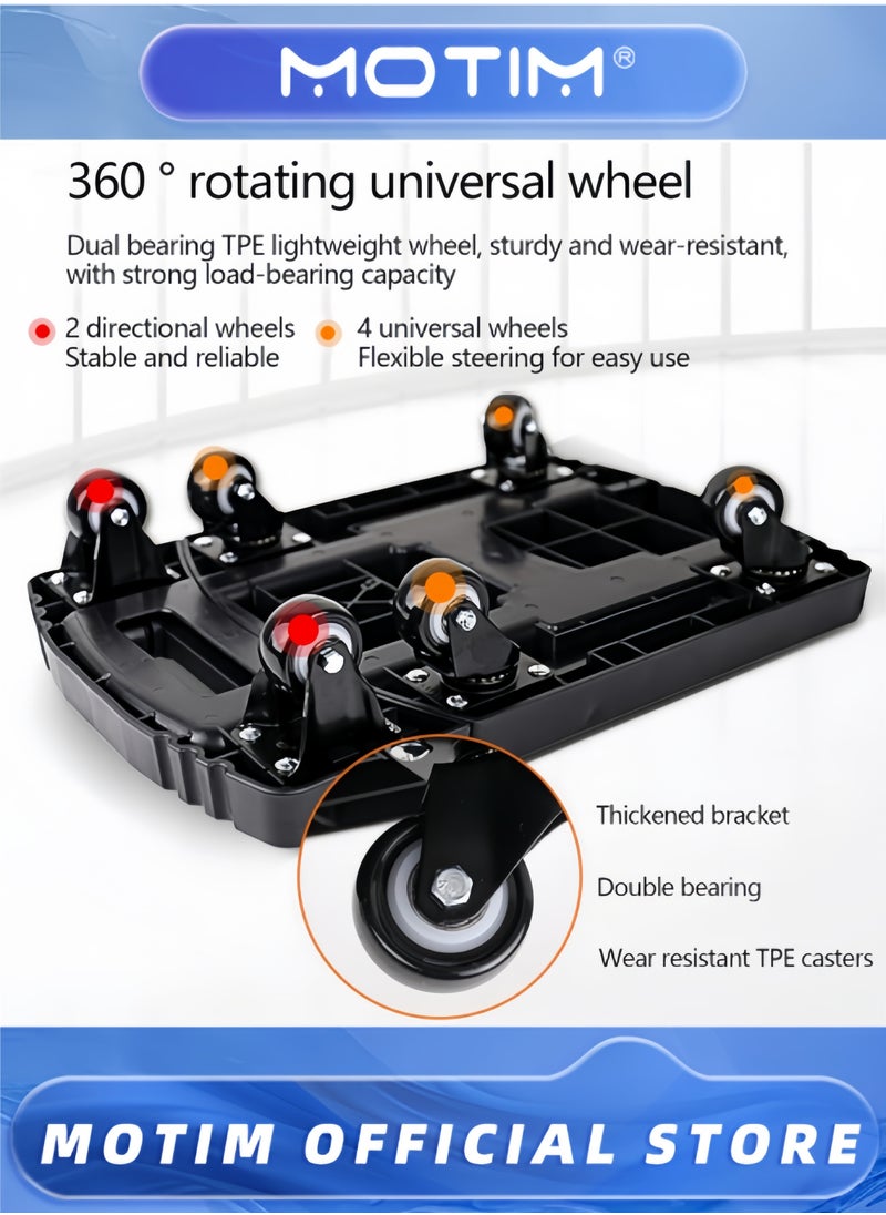 Motim Folding Hand Truck Portable Platform Weight Trolley Collapsible Folding Dolly with 6 Wheels and 2 Elastic Ropes for Luggage Personal Travel Auto Moving and Office Use  - Image 4