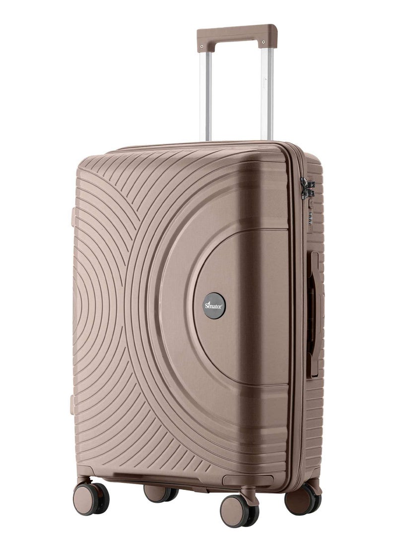 SENATOR Unisex Hard Case Medium Checked Luggage Lightweight PP Fashion Trolley Luggage with 360° Degree 4 Twin Wheel and Safe Zippers KH1010 Khaki  - Image 1