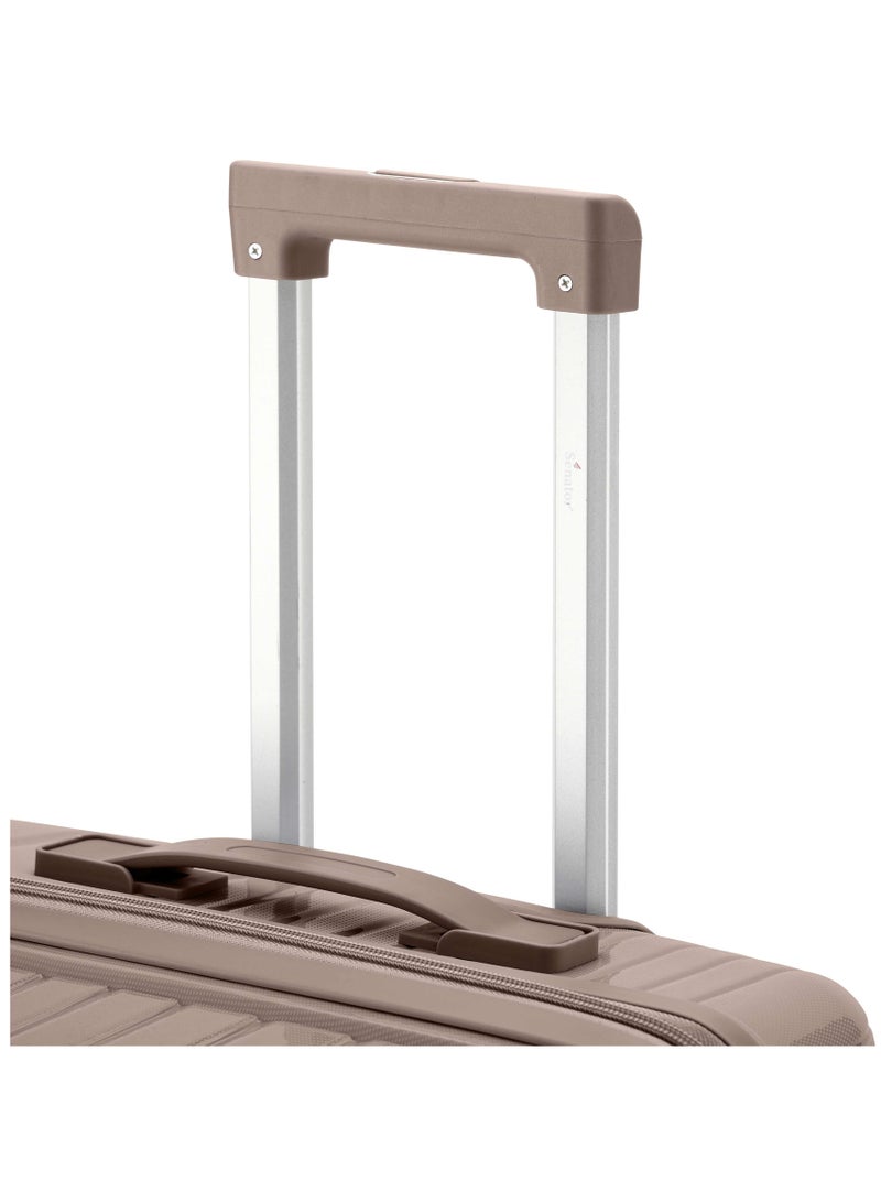 SENATOR Unisex Hard Case Medium Checked Luggage Lightweight PP Fashion Trolley Luggage with 360° Degree 4 Twin Wheel and Safe Zippers KH1010 Khaki  - Image 5