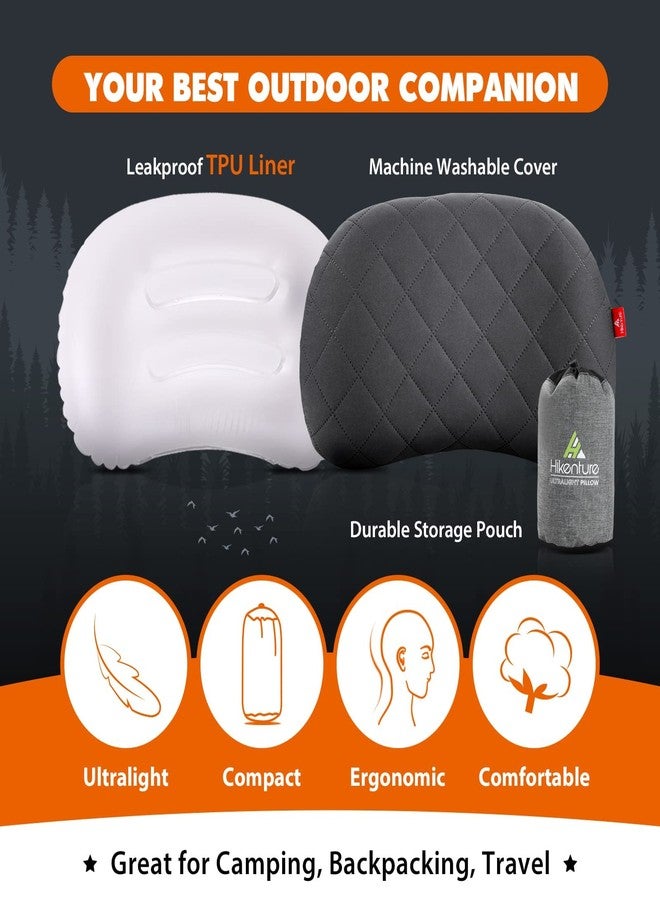 Hikenture Camping Pillow with Removable Cover, Ultralight Inflatable Backpacking Pillow for Sleeping, Blow Up Pillows, Portable&Compact Hiking Pillow for Beach, Travel, Outdoor(Grey) - Image 2