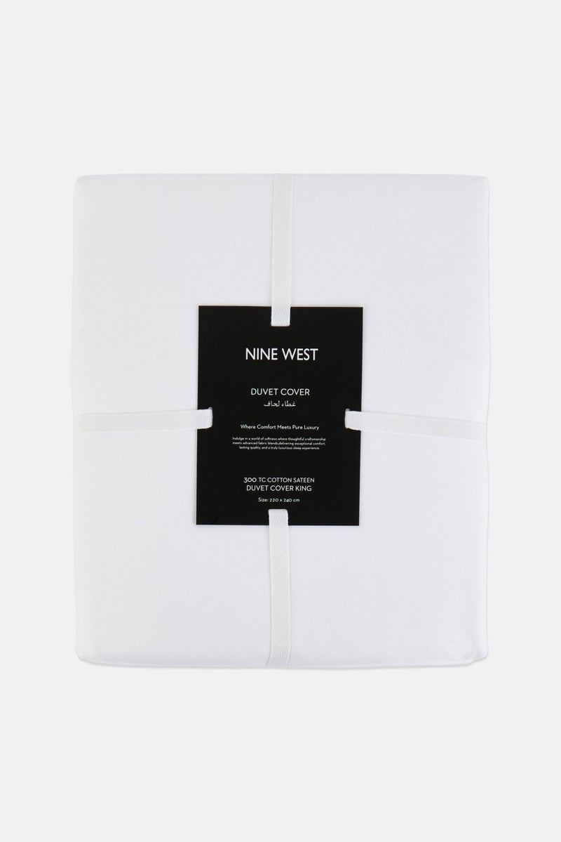 NINE WEST Cotton Duvet Cover King, White - Image 1