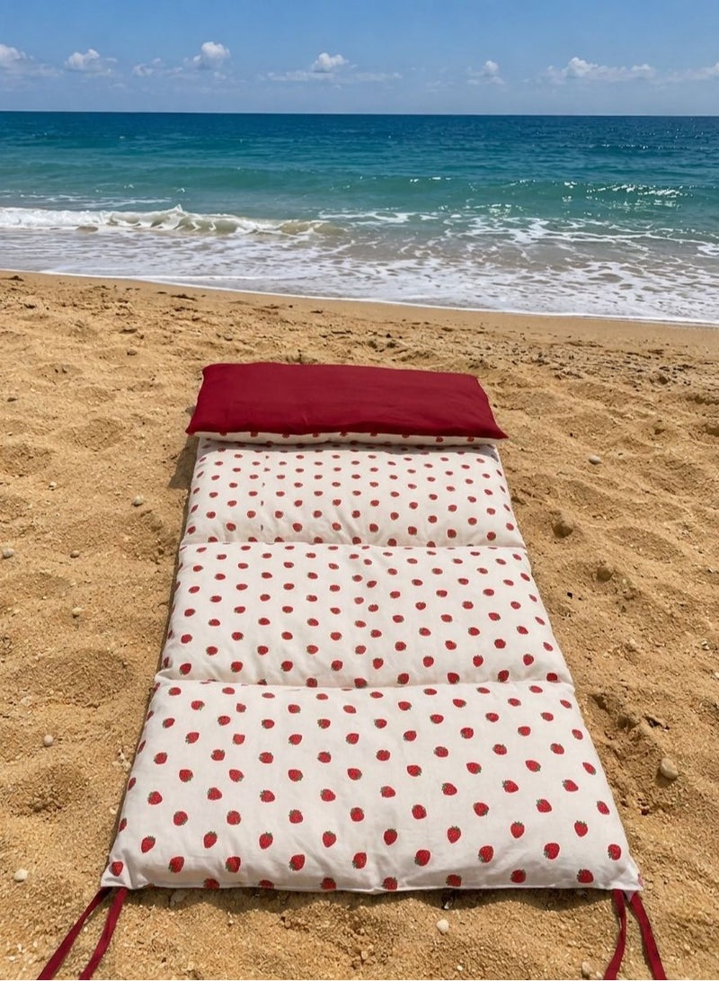 Floor Foldable Double face Mattress 80*200 cm , Strawberry Design (Summer Edition) - Image 1