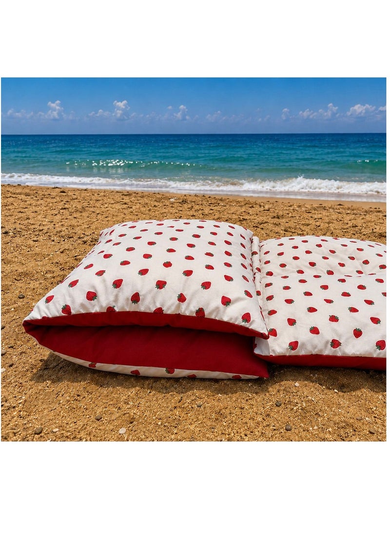 Floor Foldable Double face Mattress 80*200 cm , Strawberry Design (Summer Edition) - Image 3