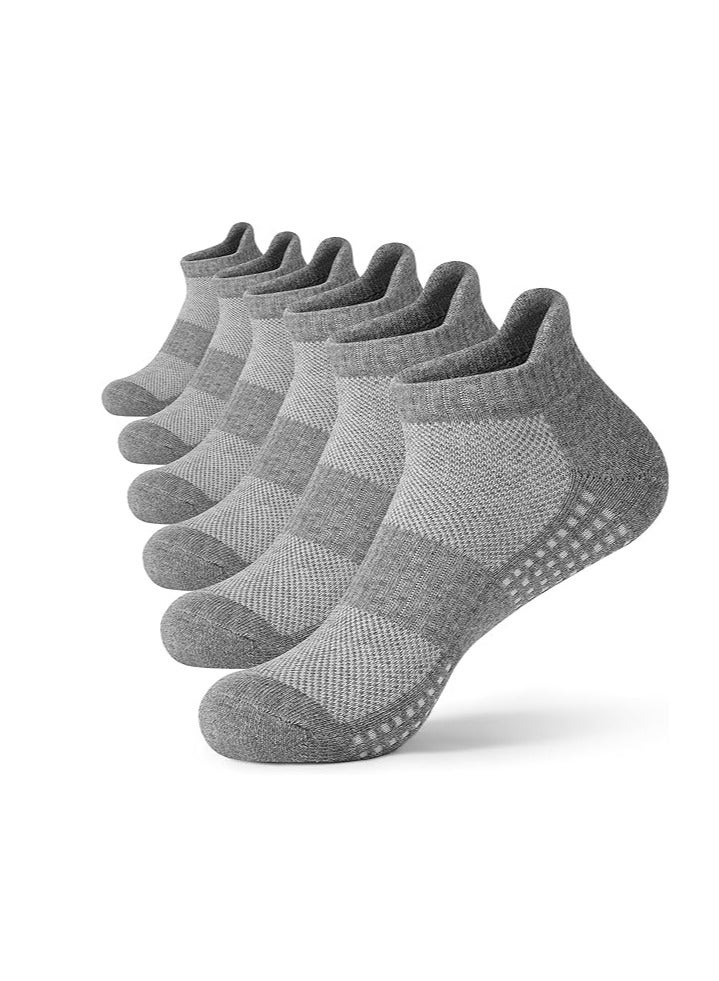 TRASSLE 6 Pairs Athletic Socks Sport Running Calf Socks Performance Cushioned Breathable Crew Socks for Men Women (UAE/KSA, Alpha, One Size, Regular, Regular, Short-Grey) - Image 1