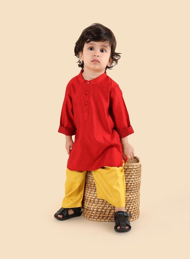 Fabindia Red Viscose Blend Kurta & Pyjama Set - Image 5