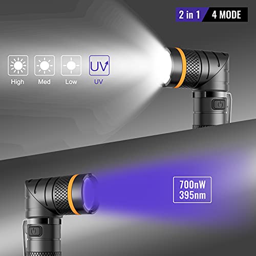 NICRON B75 High Power UV Flashlight Rechargeable LED 1000 Lumens 395nm Ultraviolet, 90 Degree 4 Modes Flashlight with Magnetic Base IP65 Waterproof for Camping Outdoor Night Walking Urine Detector - Image 3