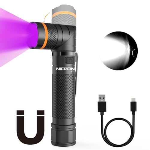 NICRON B75 High Power UV Flashlight Rechargeable LED 1000 Lumens 395nm Ultraviolet, 90 Degree 4 Modes Flashlight with Magnetic Base IP65 Waterproof for Camping Outdoor Night Walking Urine Detector - Image 1