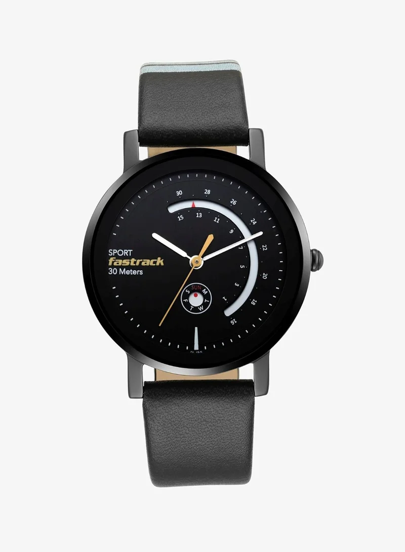 fastrack Fastrack Wear Your Look Quartz Analog with Day and Date Black Dial Leather Strap Watch for Girls