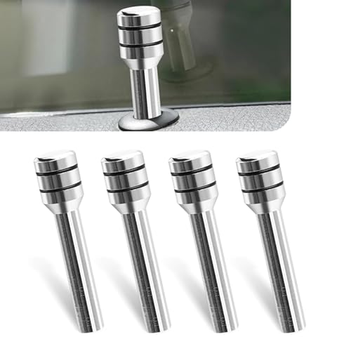 Slykew 4 PCS Car Door Lock Knobs, 0.47" x 1.93" Aluminum Alloy Inner Door Lock Pull Pins, Automotive Inner Door Pull Pins Decor, Suitable for Most Cars SUVs Accessory (Silver) - Image 1