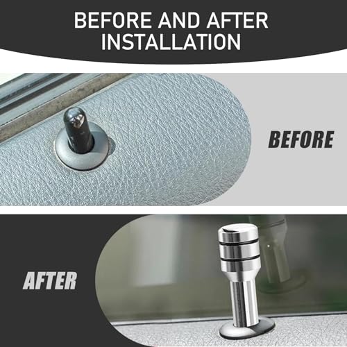 Slykew 4 PCS Car Door Lock Knobs, 0.47" x 1.93" Aluminum Alloy Inner Door Lock Pull Pins, Automotive Inner Door Pull Pins Decor, Suitable for Most Cars SUVs Accessory (Silver) - Image 4