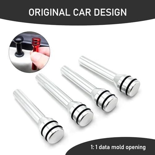Slykew 4 PCS Car Door Lock Knobs, 0.47" x 1.93" Aluminum Alloy Inner Door Lock Pull Pins, Automotive Inner Door Pull Pins Decor, Suitable for Most Cars SUVs Accessory (Silver) - Image 5