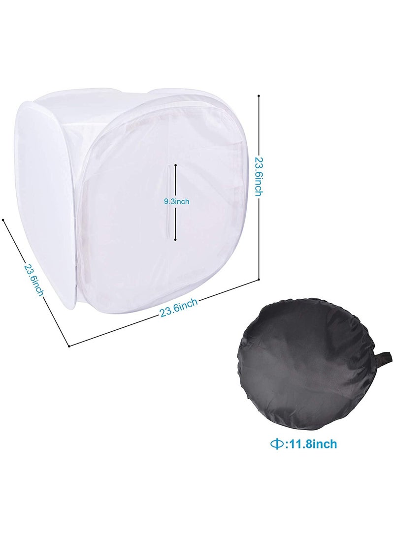 استوديو الصور المحمول لإطلاق النار خيمة ضوئية مربع مكعب انتشار خيمة Softbox مع خلفيات 4 ألوان (أحمر أزرق أسود أبيض) لأعلى الطاولة التصوير الفوتوغرافي في الهواء الطلق (60 سم) - Image 5