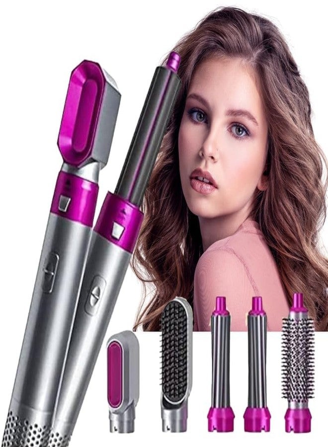 Drumstone 𝟏𝟐-𝐘𝐞𝐚𝐫 𝐖𝐚𝐫𝐫𝐚𝐧𝐭𝐲 5-in-1 Hot Air Brush Hair Styler for Women - Pink Airwrap with Negative Ion Technology | 5 Attachments for Straightening, Curling, Volumizing & Frizz Control - Image 1