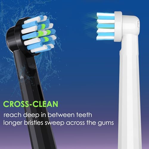 BKIX Replacement Toothbrush Heads Compatible with Oral B, Cross Sensitive Electric Brush Head Refills for Pro 1000 Genius X Smart 1500, Medium Softness Round Brush Head by BKIX - Black - Image 4