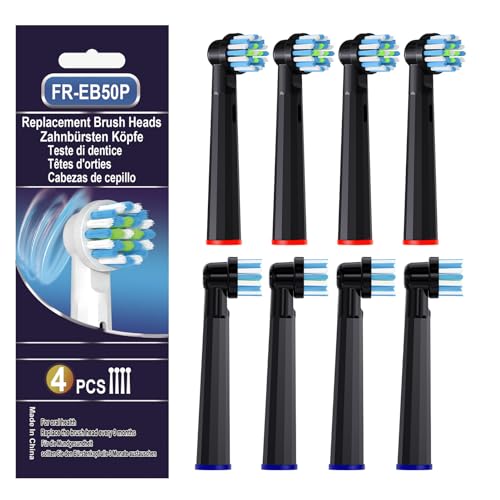 BKIX Replacement Toothbrush Heads Compatible with Oral B, Cross Sensitive Electric Brush Head Refills for Pro 1000 Genius X Smart 1500, Medium Softness Round Brush Head by BKIX - Black