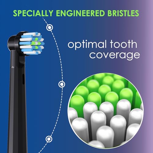 BKIX Replacement Toothbrush Heads Compatible with Oral B, Cross Sensitive Electric Brush Head Refills for Pro 1000 Genius X Smart 1500, Medium Softness Round Brush Head by BKIX - Black - Image 5