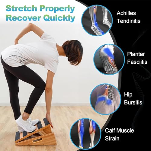 StrongTek Professional Wooden Slant Board, Adjustable Incline Board and Calf Stretcher, Partial-Coverage Design with Side Handle, 5 Angles, 500 lbs Capacity - Image 5