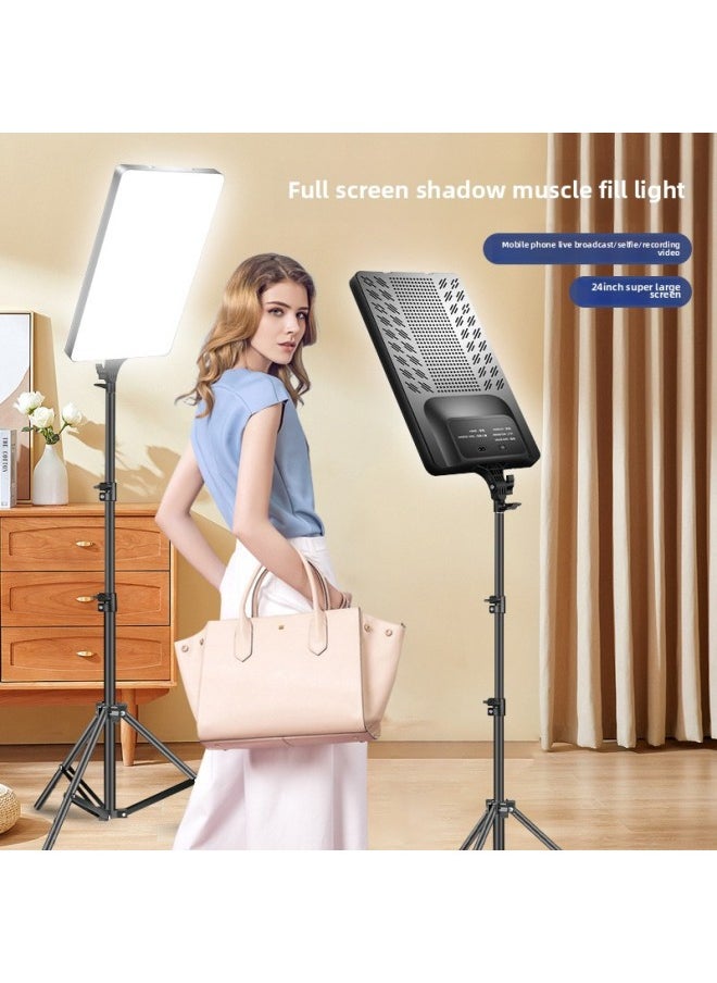 Generic - 13/16/24 Inch Large Screen Plane Photography Live Fill Light Full Light Screen Square Panoramic Mobile Phone Fill Light-Specifications:RL-10 Inch Plane Lamp Without Baffle (single Lamp 2.1 M Nylon Bracket) - Image 1