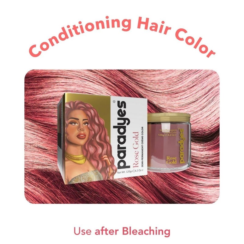 Paradyes Semipermanent Rose Gold DIY Conditioner Based Hair Colour infused with Aloevera Bhringaraj Brahmi Almonds Amla 120 gm - Image 2