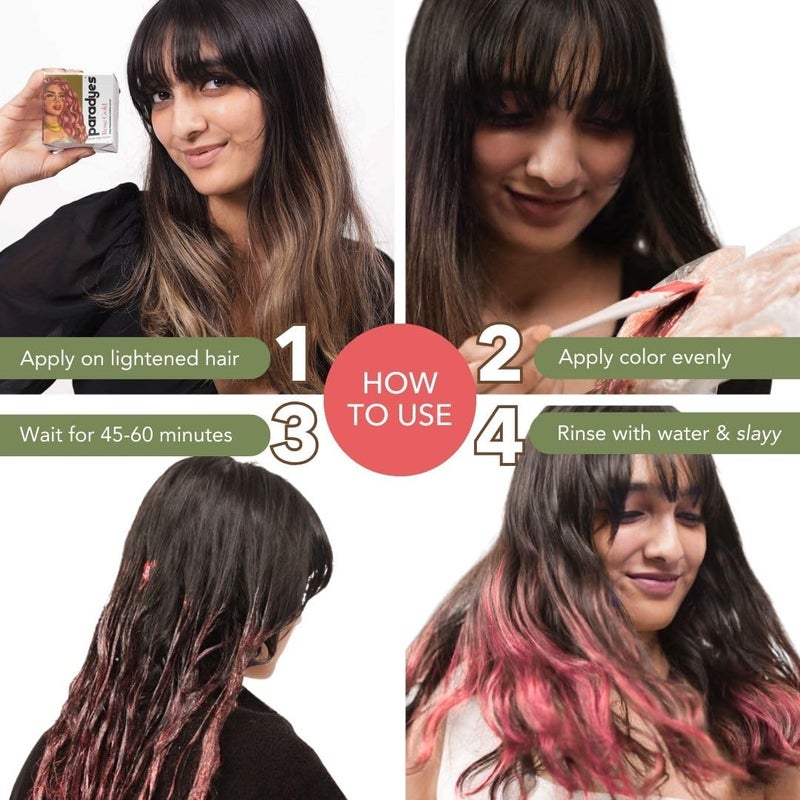 Paradyes Semipermanent Rose Gold DIY Conditioner Based Hair Colour infused with Aloevera Bhringaraj Brahmi Almonds Amla 120 gm - Image 4