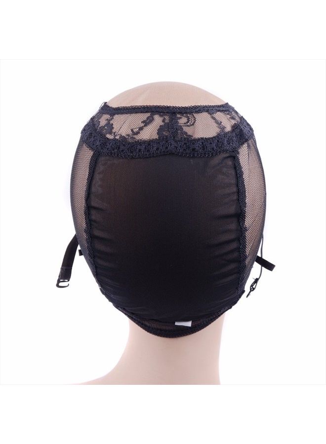 yantaisiyu غطاء شعر من الدانتيل السويسري على شكل U بحجم 4X4 بوصة لصنع الشعر المستعار مع أحزمة قابلة للتعديل في الخلف (أسود M) - Image 4