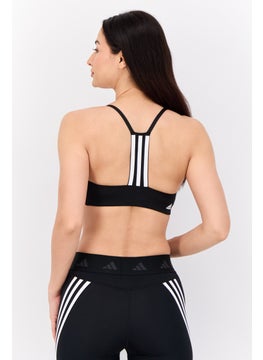 Adidas Women Brand Logo Padded Sports Bra, Black/White  - Image 3
