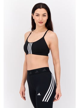 Adidas Women Brand Logo Padded Sports Bra, Black/White  - Image 2