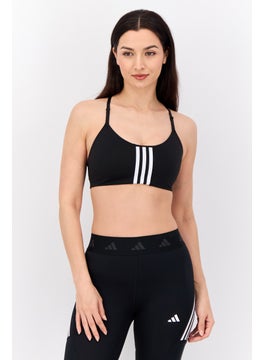 Adidas Women Brand Logo Padded Sports Bra, Black/White  - Image 1