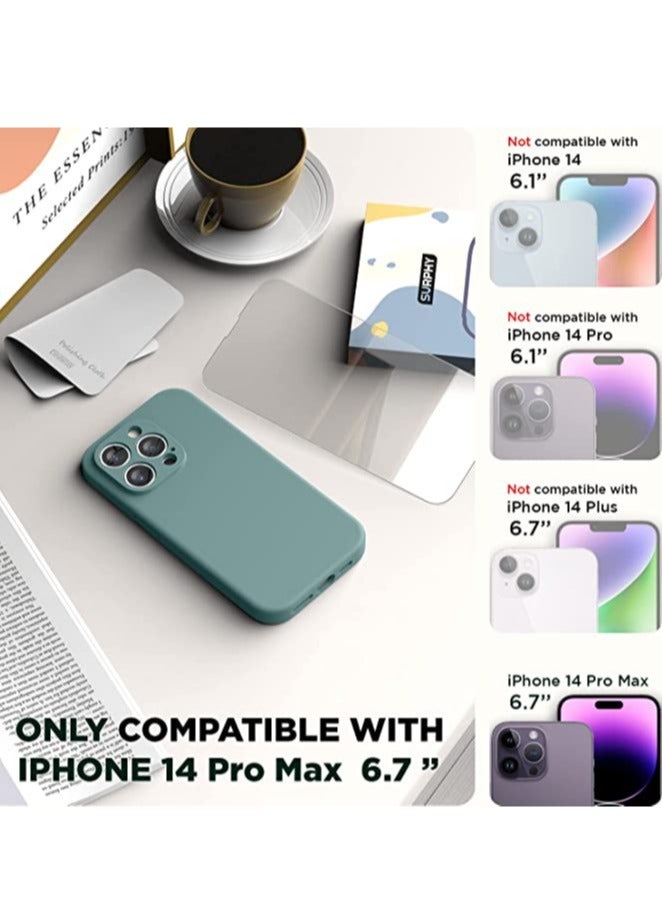 ELTRAZONE iPhone 14 Pro Max Case with Screen Protector, (with Camera Protection + Soft Microfiber Lining) Liquid Silicone Phone Case, Cactus Green - Image 2