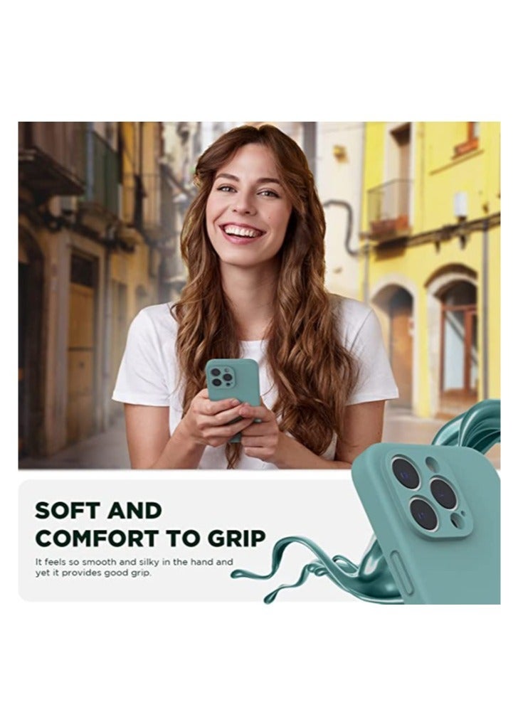 ELTRAZONE iPhone 14 Pro Max Case with Screen Protector, (with Camera Protection + Soft Microfiber Lining) Liquid Silicone Phone Case, Cactus Green - Image 3