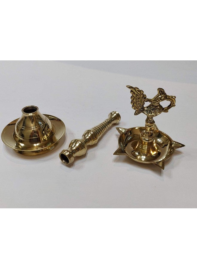Collectible India Brass Kerala Diya Stand for Puja Kuthuvilakku Diya Oil Lamp Home Pooja Decor (24.5 Inches) - Image 4