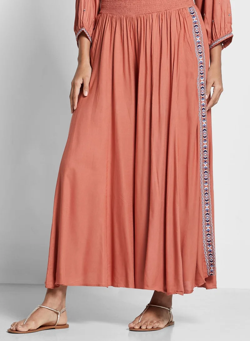 W Ruffle Detail Top & Palazzo Set