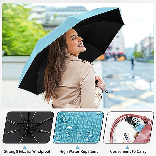 Yoobure Windproof Travel Umbrella - Automatic Umbrellas for Rain, Compact Folding Umbrella with UV Protection, Lightweight Portable Design for Backpack/Walking/Car, Sun & Storm Ready - Image 3