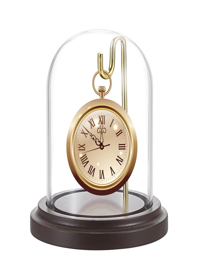 JUXYES Clear Watch Glass Display Dome Cloche With Hook and Wooden Base, Bell Terrarium Jar for Watch Ornaments - Image 1