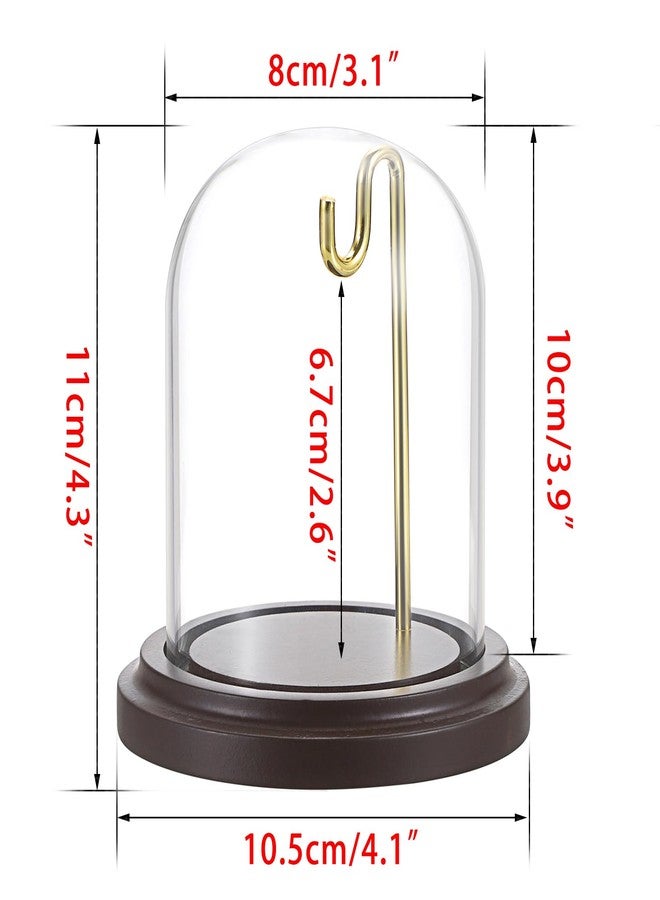 JUXYES Clear Watch Glass Display Dome Cloche With Hook and Wooden Base, Bell Terrarium Jar for Watch Ornaments - Image 2
