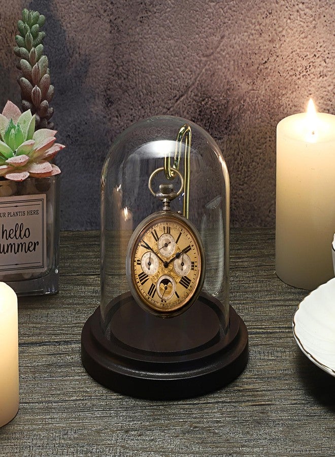 JUXYES Clear Watch Glass Display Dome Cloche With Hook and Wooden Base, Bell Terrarium Jar for Watch Ornaments - Image 5