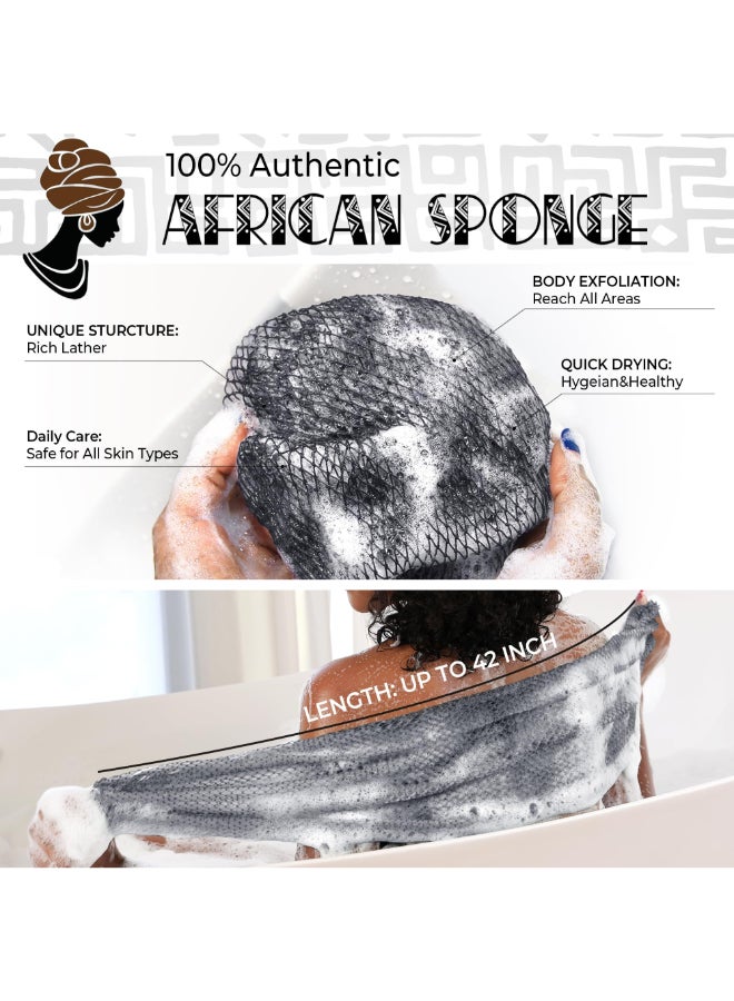 RelaxScene African Net Sponge Authentic Exfoliating Back Scrub Bath Sponge with Knots Afro Scrub Body Scrubber Exfoliator Washcloth African Body Care Daily Use Shower Essentials - Image 4