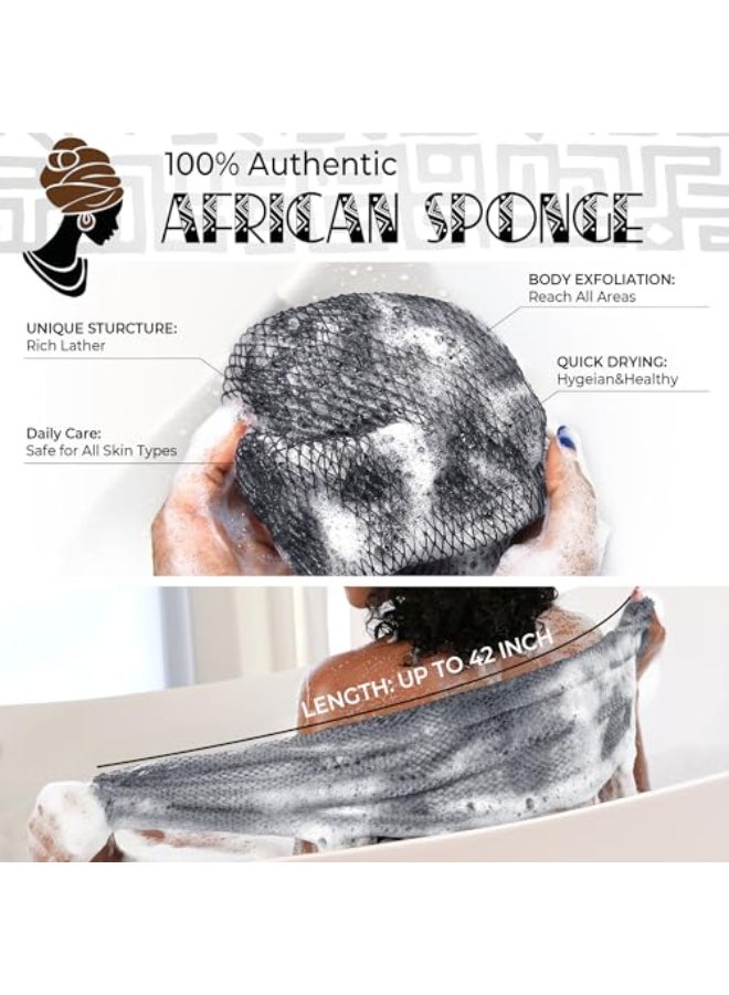 RelaxScene African Net Sponge Authentic Exfoliating Back Scrub Bath Sponge with Knots Afro Scrub Body Scrubber Exfoliator Washcloth African Body Care Daily Use Shower Essentials - Image 3