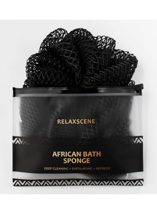 RelaxScene African Net Sponge Authentic Exfoliating Back Scrub Bath Sponge with Knots Afro Scrub Body Scrubber Exfoliator Washcloth African Body Care Daily Use Shower Essentials - Image 1