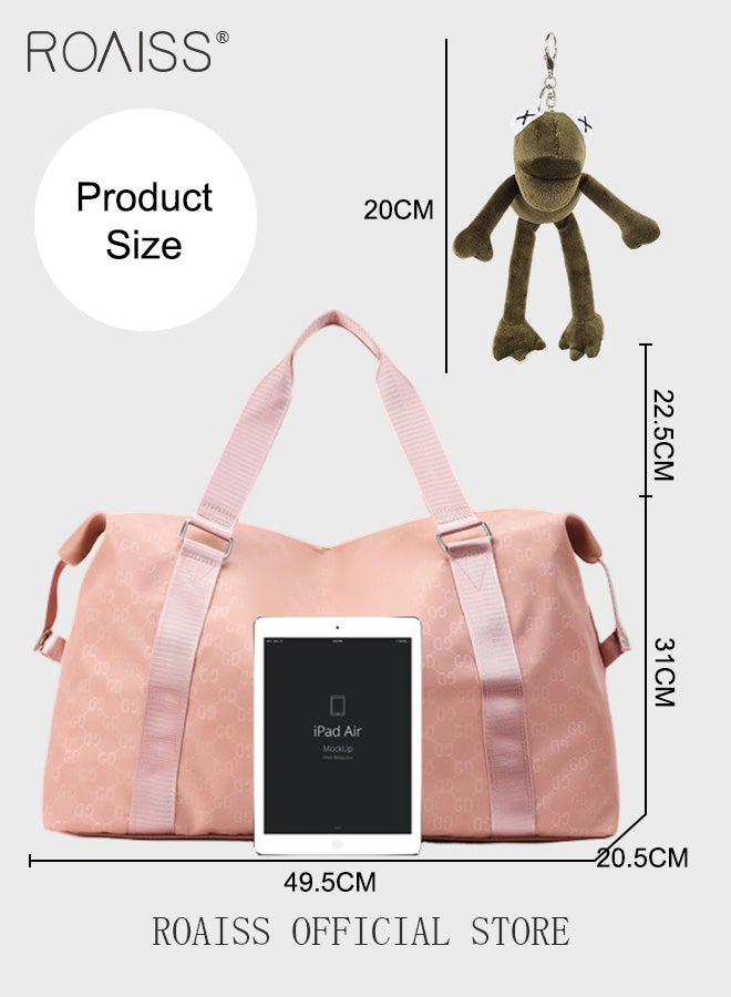 roaiss Unisex Multifunctional Fitness Bag Large Capacity Ideal for Short Trips Dry and Wet Separation Scientific Compartmentalization Versatile Travel Duffel Carry On Luggage with Frog Pendant - Image 5