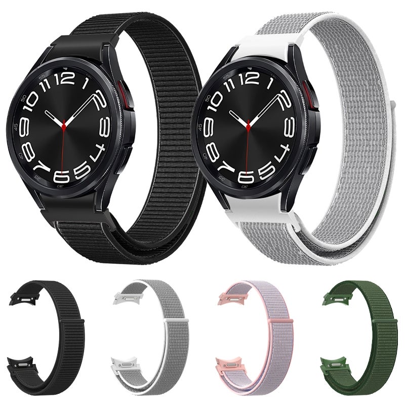 erorex For Samsung Galaxy Watch  7 / 6 Woven Nylon Loop Watch Band(Black) - Image 3