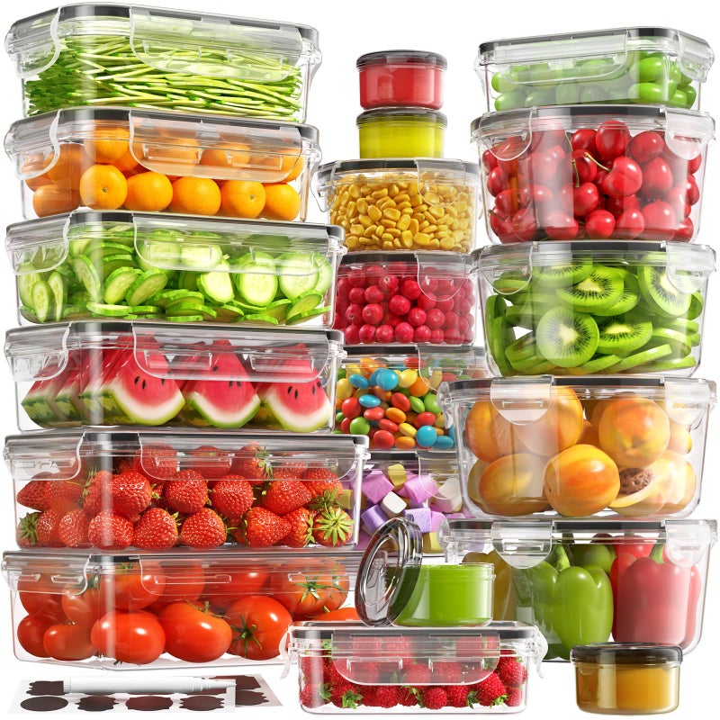 BiuLeon 40 PCS Food Storage Containers with Lids Airtight (20 Containers & 20 Lids), 100% Leakproof Meal Prep Container Set for Kitchen Storage, BPA-free, PVC-free Reusable Plastic, Microwave/Dishwasher Safe - Image 1