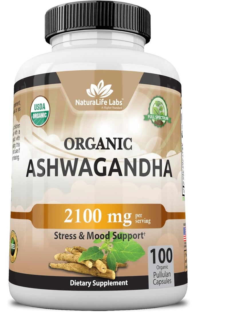 NaturaLife Labs Organic Ashwagandha 2100 mg 100 Veggie 33 Servings - Image 1