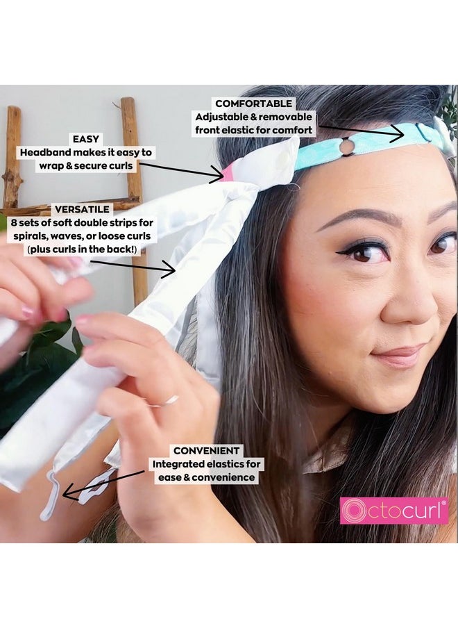 Octocurl - Hair Curler For Heatless Curls (Satin) Hair Rollers For Medium Length Hair With Curling Headband Soft Sleep Curlers Overnight Curls (Medium Length It’S Pitch Black) - Image 1